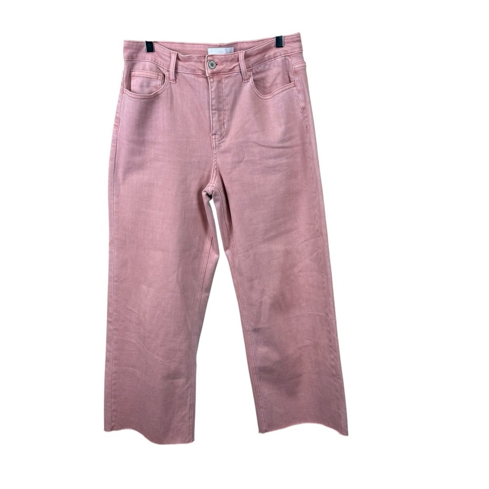 VERVET Wide Leg Jeans Womens Sz 29 Flamingo Pink Cropped Frayed Denim High Rise